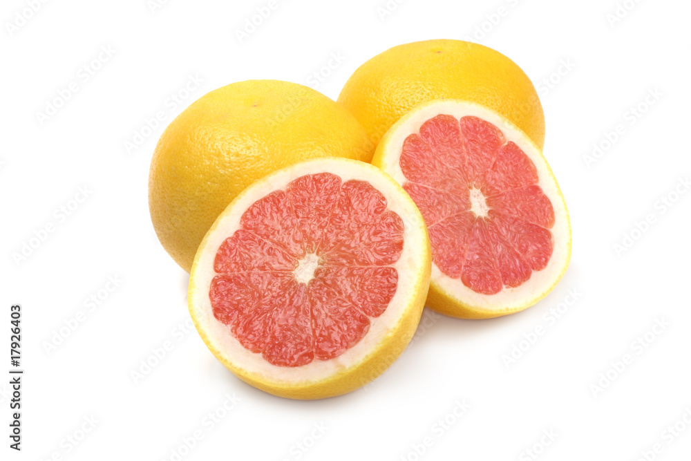 Pink grapefruit on white background Pink grapefruit on white background