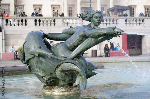 Fountain in Trafalgar Square in London