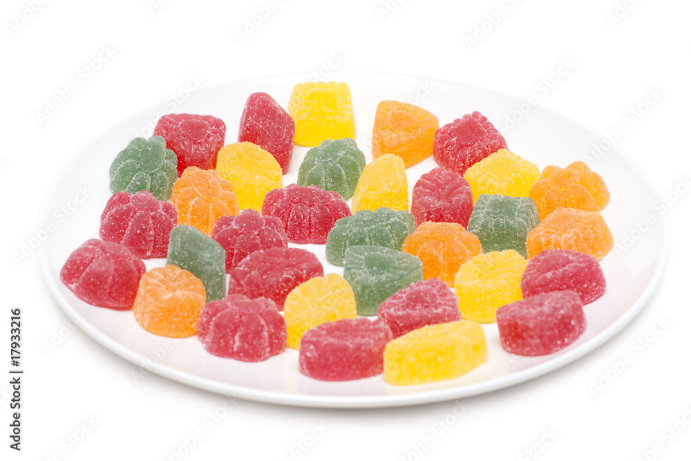 Fruit jellies on plate