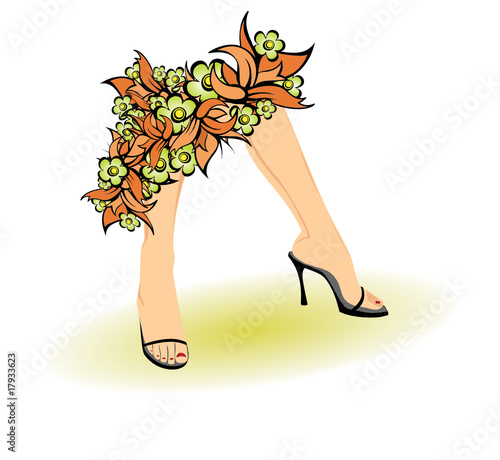 Sexy legs with grunge floral composition