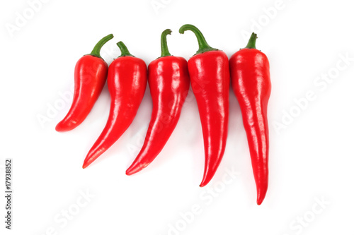Group of chili peppers isolated