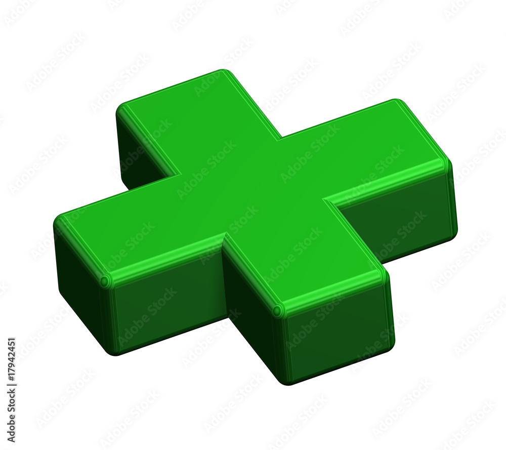 Obraz premium Green cross sign isolated on white