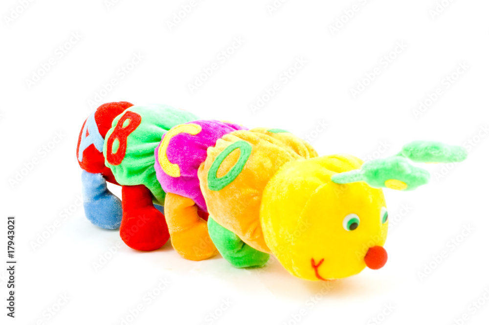 kids caterpillar toy with abcd (focus on the A)
