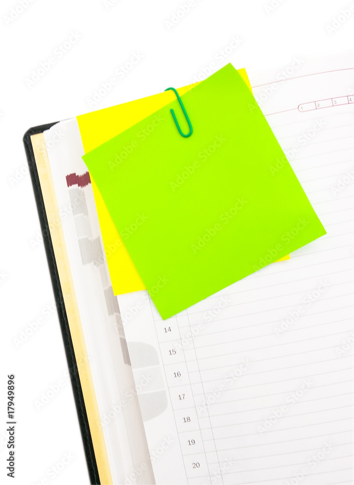 Post-it on the note book Post-it on the note book