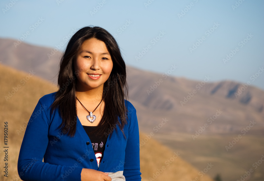 Portrait of a young beautiful asian girl smiling