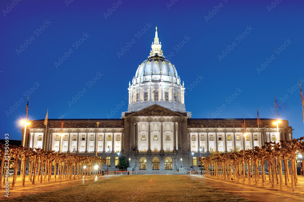 Civic Center of San Francisco at night