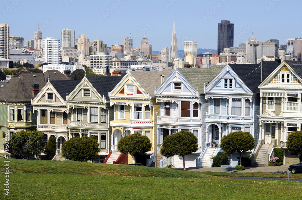 Historical victorian houses of famous Alamo Square Historical victorian houses of famous Alamo Square