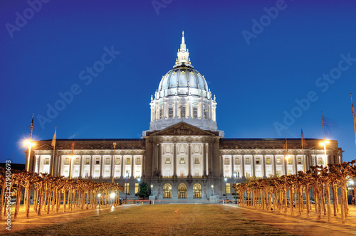 Civic Center of San Francisco at night