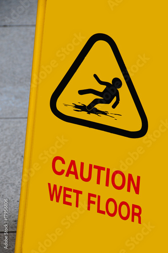 bright yellow caution sign