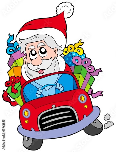 Santa Claus driving car