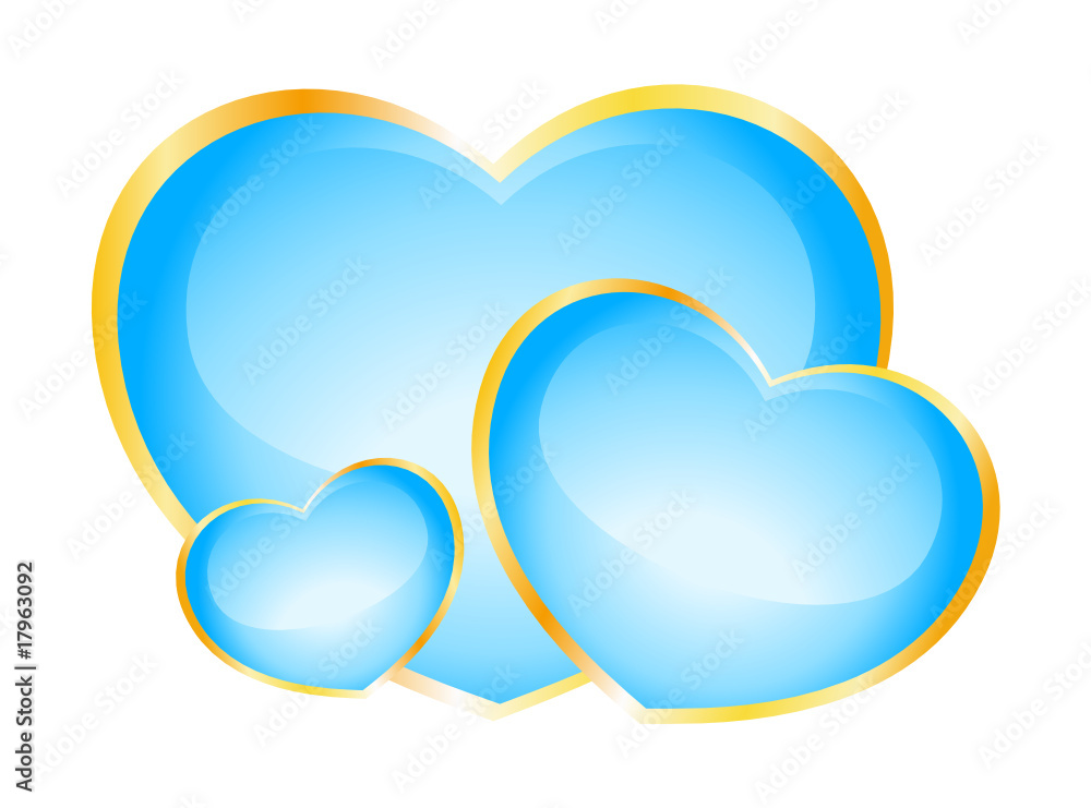 three blue hearts for a design on the day of Valentine three blue hearts for a design on the day of Valentine