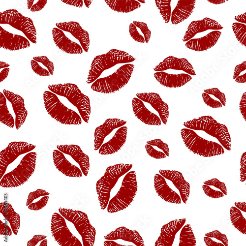 Seamless hot kiss square pattern with white background