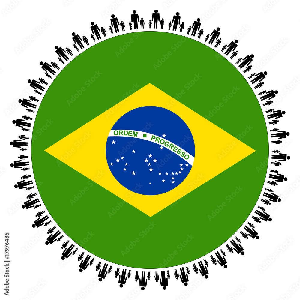 Fototapeta premium Brazilian flag with families