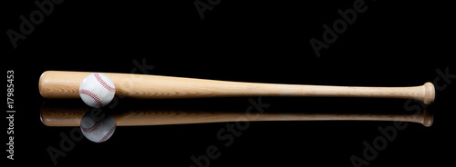 Photography Baseball and bat on black