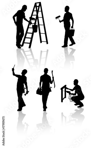 Hight quality construction workers silhouettes