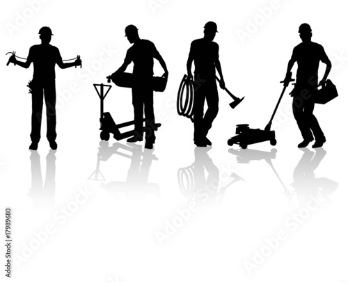 Hight quality construction workers silhouettes