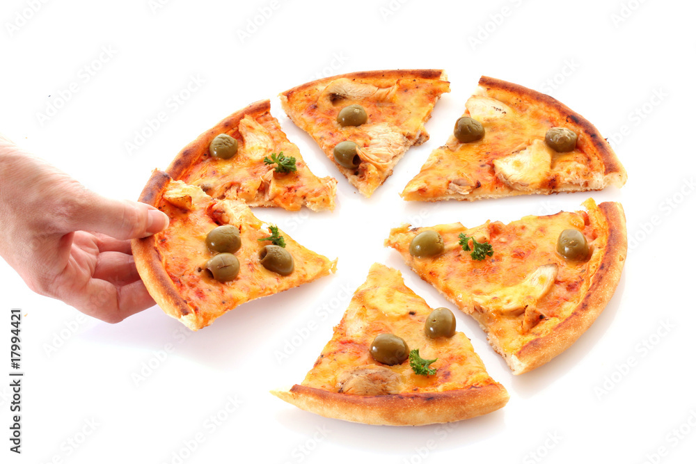 Tasty pizza with olives isolated on white Tasty pizza with olives isolated on white