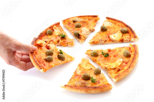 Tasty pizza with olives isolated on white