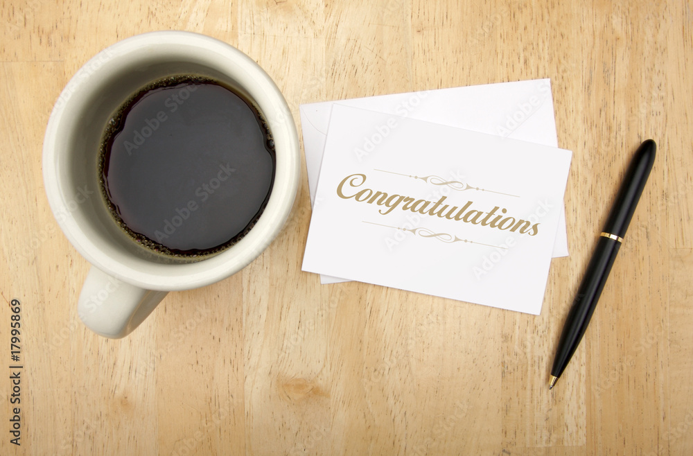 Congratulations Note Card, Pen and Coffee Congratulations Note Card, Pen and Coffee