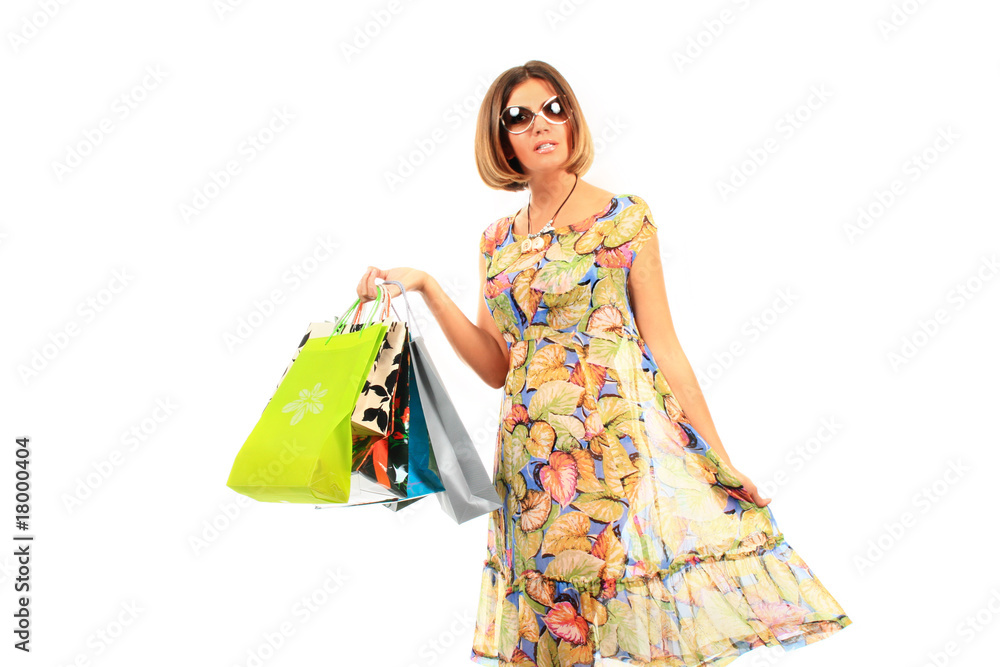Young beautiful women with her shopping bags Young beautiful women with her shopping bags