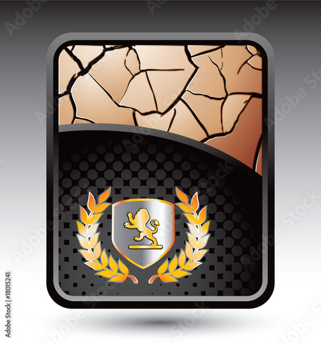 Lion shield under cracked bronze background