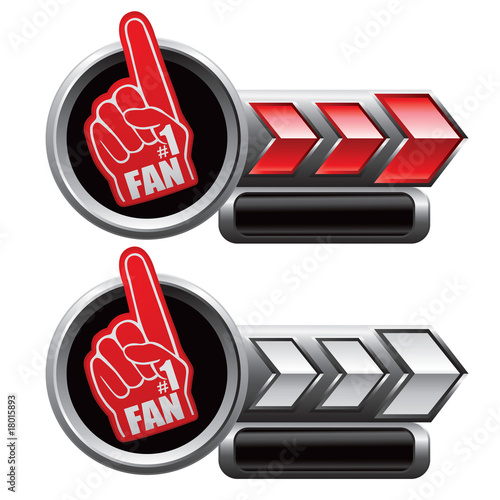 Fan hand on red and white arrow nameplate banners