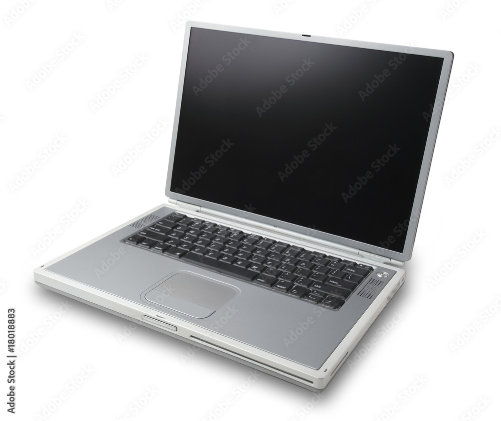silver laptop facing left with clipping path silver laptop facing left with clipping path