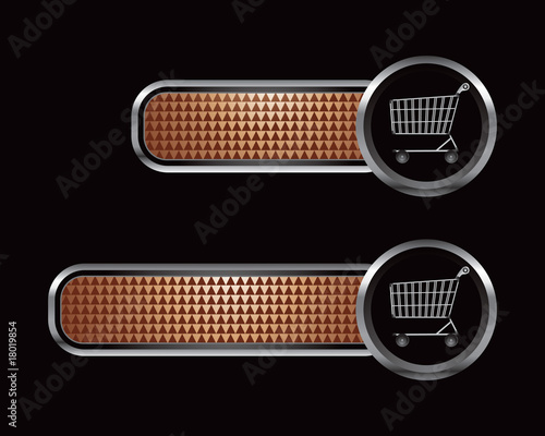 Shopping cart on bronze checkered banners