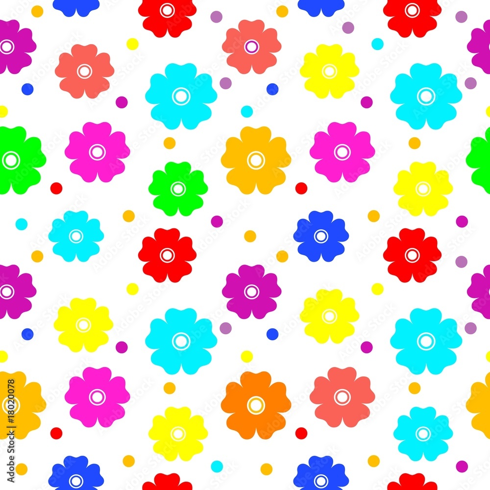 Vivid colorful repeating flower wallpaper