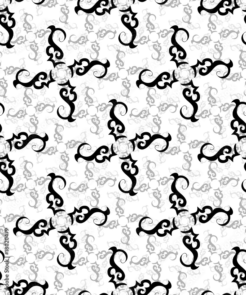 Seamless black ornament vector pattern