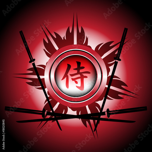 Samurai symbol and swords