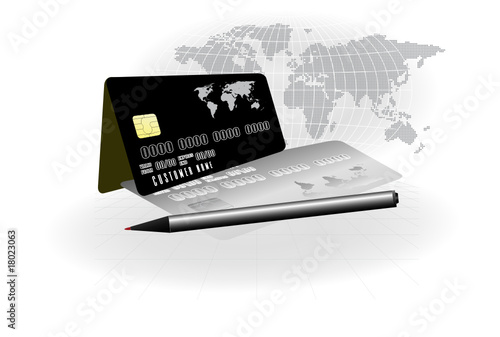 Global banking credit card conceptual vector
