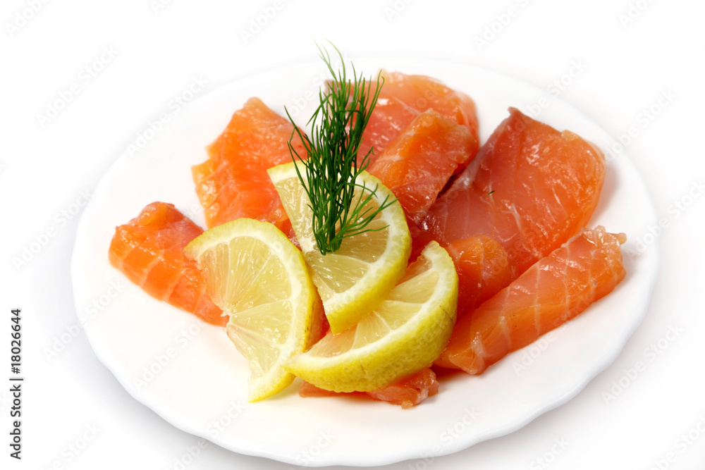 Fillet of salty salmon with greens and lemon Fillet of salty salmon with greens and lemon