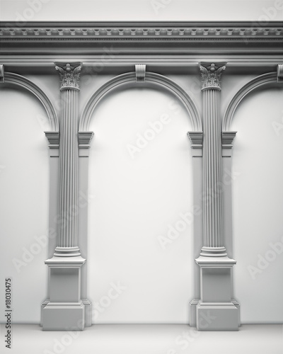 Classical portal with corinthian columns and arcades