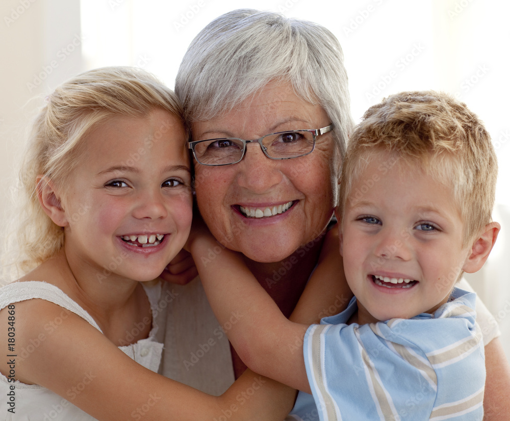 Portrait of grandmother and grandchildren Portrait of grandmother and grandchildren