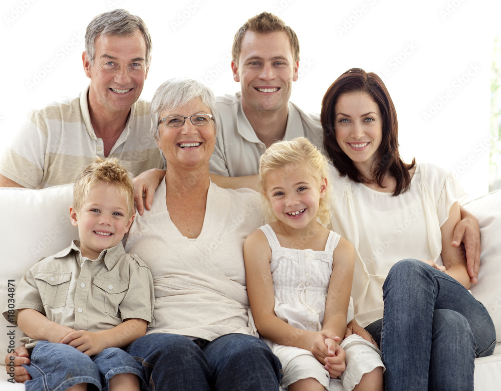 Portrait of family on sofa Portrait of family on sofa