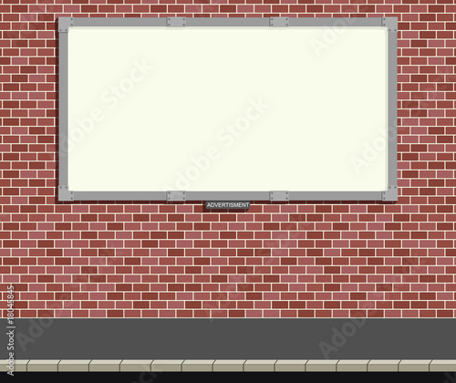 Advertising board mounted on wall with copy space