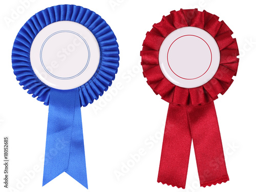 Fototapeta Blue and red rosettes, with copy space