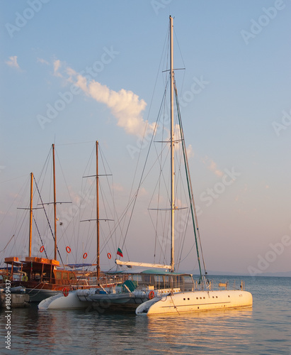 Фотография Catamaran floats in the port of Nesebar