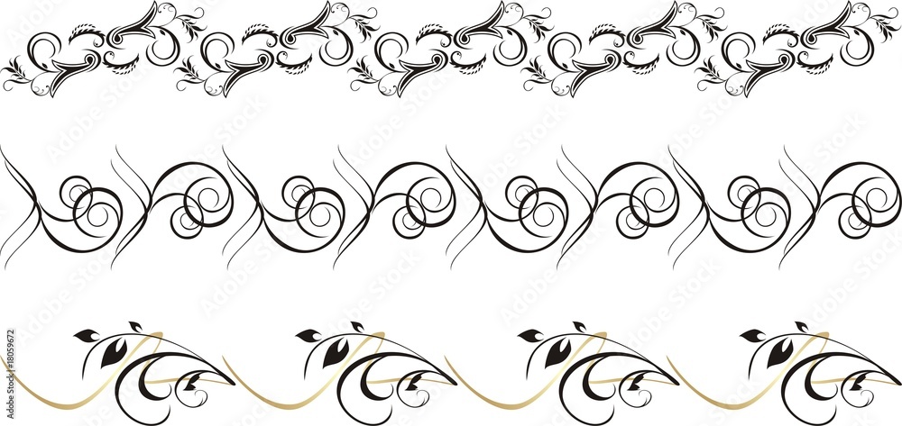 Set of ornament for frame. Three patterns. Vector