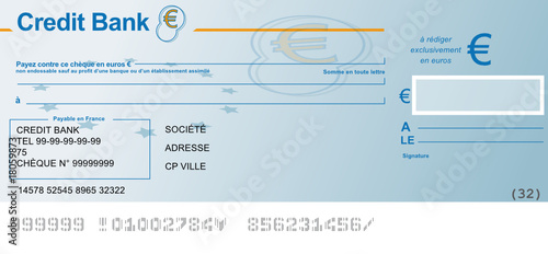 Chèque bancaire vierge