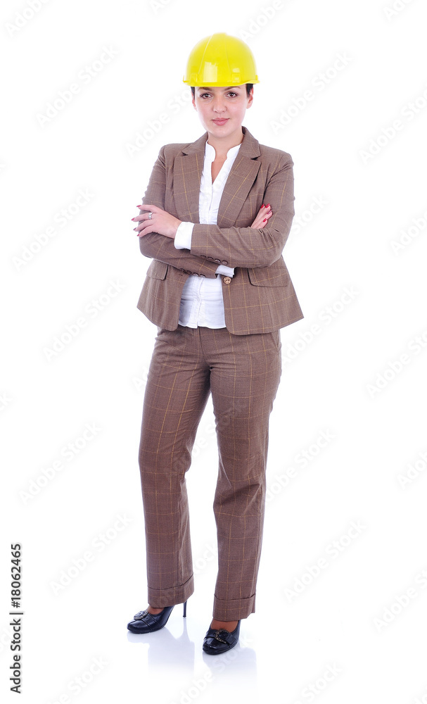 Young attractive engineer with blueprints Young attractive engineer with blueprints