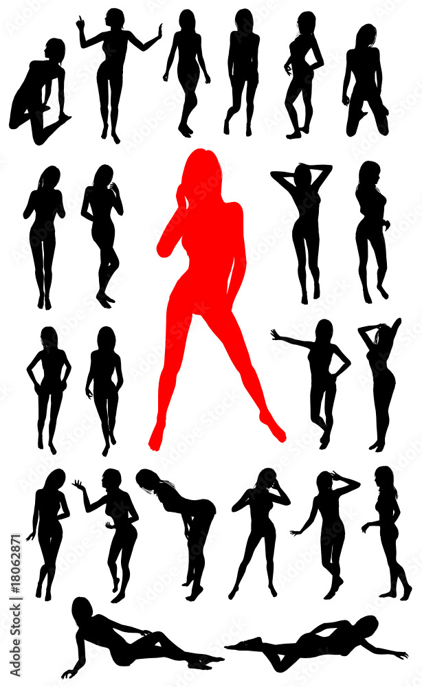 Fototapeta premium Girl silhouettes collection