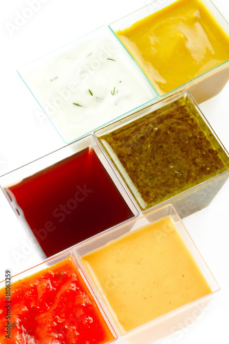 various type of colorful sauces