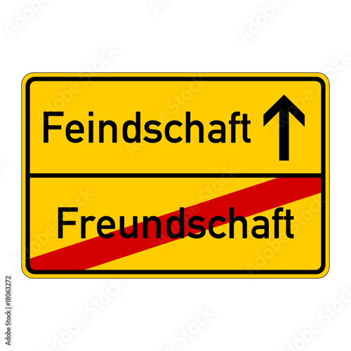 ortsschild - freundschaft - feindschaft