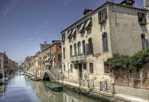 Urban Scene at a canal in Cannaregio, Venice photo