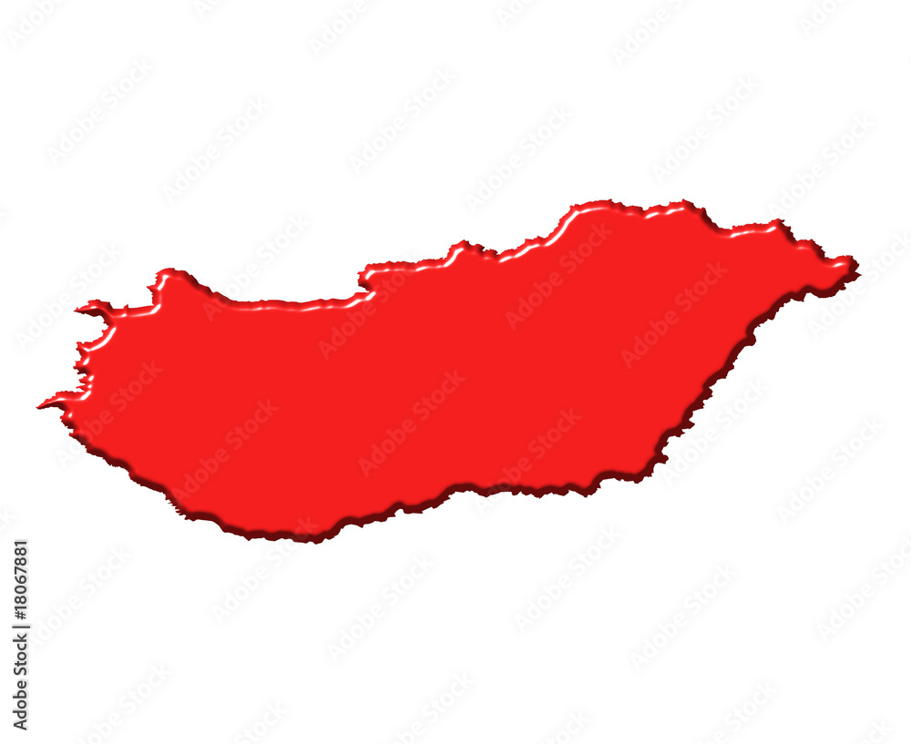 Hungary 3d map with national color Hungary 3d map with national color