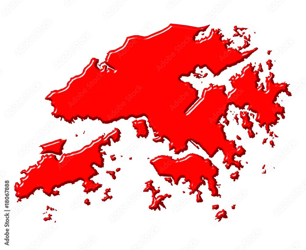 Hong Kong 3d map with national color Hong Kong 3d map with national color