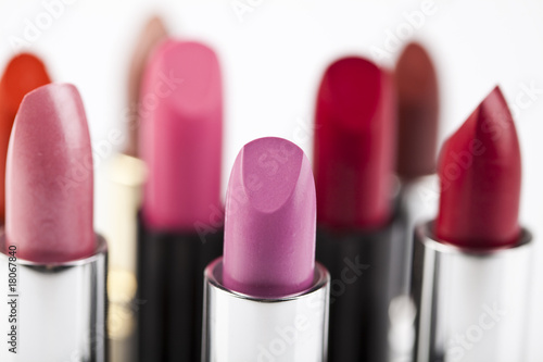 Lipsticks on wghite background photo