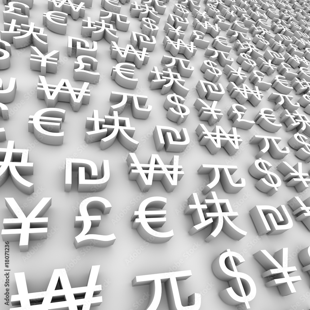 Global Currency Symbols - White Global Currency Symbols - White
